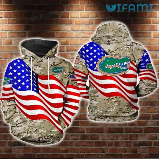 Gators Hoodie 3D Camouflage Mix Usa Flag Logo Florida Gators Gift Size S-5XL