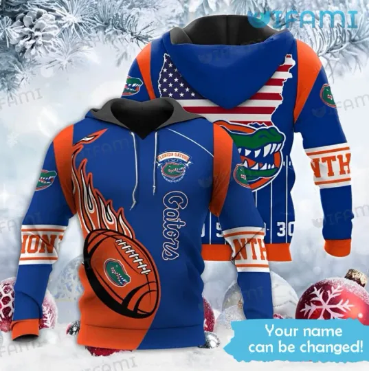 Gators Hoodie 3D Football American Flag Custom Name Florida Gators Gift