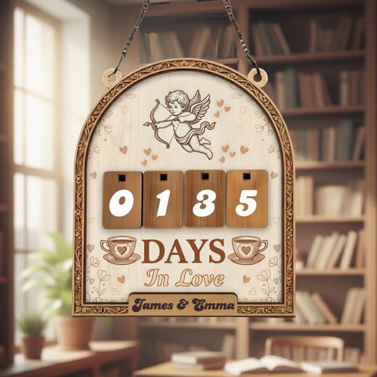 Personalized Loving Day In Love Tracker Wooden Sign, Valentines Tracker Sign, Couple Love Days Tracker, Anniversary Wall Decor