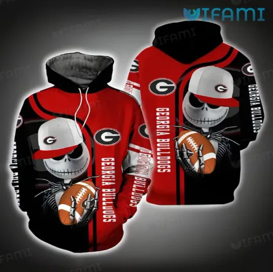 Discover Georgia Football Hoodie 3D Jack Skellington GA bulldogs Gift Size S- 5XL