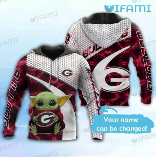 Discover GA bulldogs Hoodie 3D Baby Yoda Custom Name GA bulldogs Gift