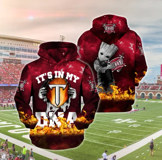 NCAA Troy Trojans Groot Fire All Over Hoodie 3D College Football