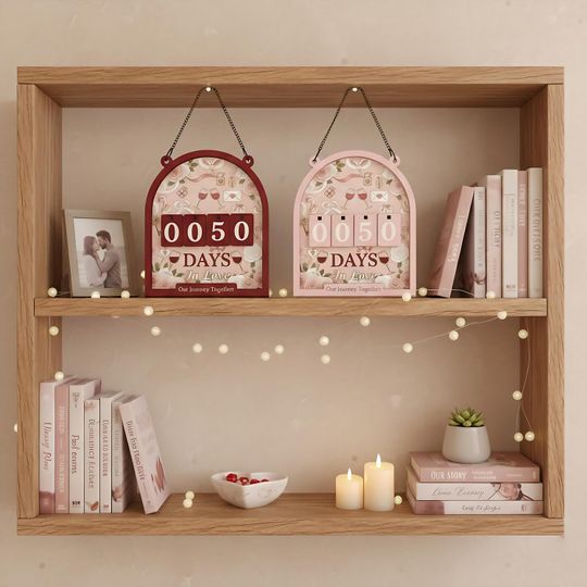 Discover Days In Love Tracker Sign, Personalized Couple Day Counter, Our Journey Together Decor,Romantic Anniversary Gift for Couple,Custom Love Sign