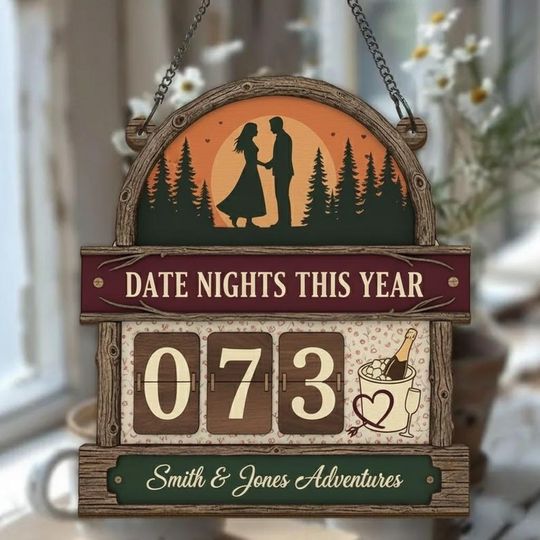 Discover Date Nights This Year Tracker Sign, Personalized Couple Date Log, Relationship Memory Board, Anniversary Gift for Couple,Custom Love Tracker