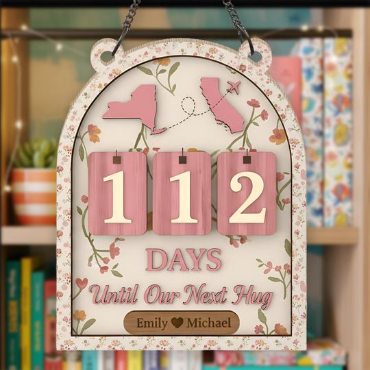 Discover Personalized Long Distance Couple Gift, Custom State Countdown Sign, Until Our Next Hug Tracker,  Wooden Map Love Decor