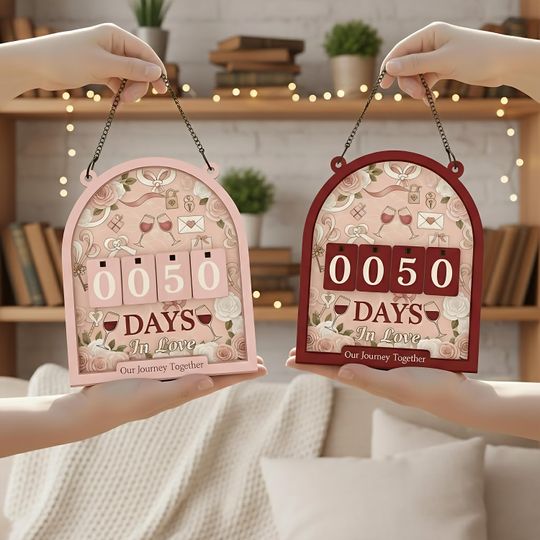 Discover Personalized Couple Day Counter, Days In Love Tracker Sign, Our Journey Together Decor,Romantic Anniversary Gift for Couple,Custom Love Sign