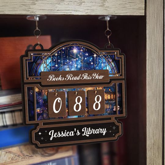 Discover Personalized Books Read This Year Sign, Custom Reading Tracker, Magical Library Book Count Hanging Display for Home Library Classroom