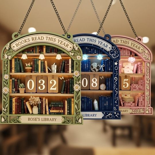 Personalized Book Tracker, Custom Library Sign, Books Read This Year Counter, Reading Goal, Wooden Bookshelf Decor, Books Lover Gifts