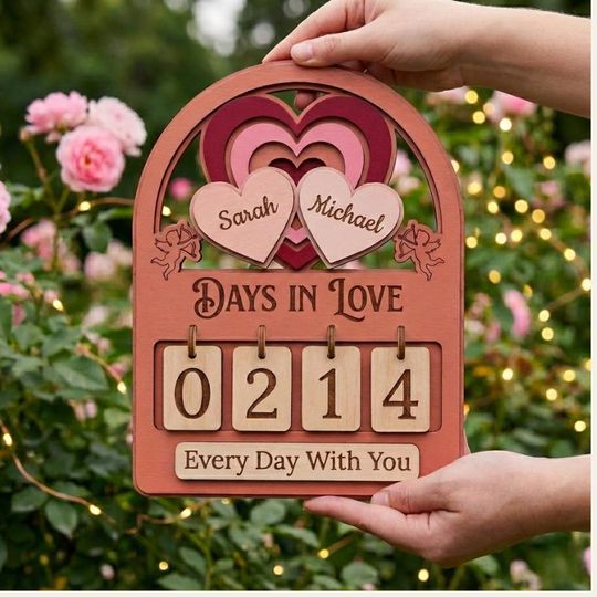Discover Personalized Days in Love Wooden Sign  Custom Couple Name Anniversary Countdown, Valentine Gift for Him Her, Romantic Home Decor