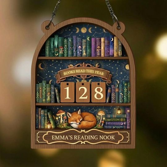 Discover Wooden Books Read Tracker Sign, Books Read This Year Counter, Cozy Bookshelf Decor & Book Club Gift