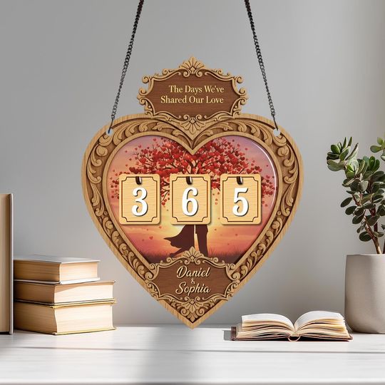 Discover Days Weve Shared Our Love Wooden Counter Sign, Personalized Anniversary Tracker, Custom Couple Days Log, Romantic Home Decor Gift