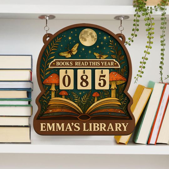 Discover Books Read Tracker, Books Read This Year, Bookish Decor, Bookshelf Counter with Name, Custom Reader Gift, Birthday Gift for Book Lover