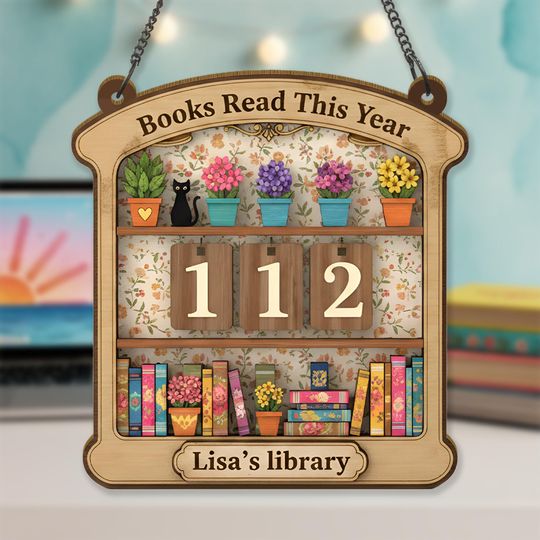 Vintage Flower Reading Tracker Sign, Personalized Books Read This Year Sign, Custom Name Library Decor, Book Lover Gift