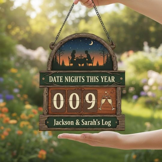 Discover Date Nights This Year Tracker Sign, Couple Date Night Log, Personalized Relationship Tracker, Anniversary Gift for Couples,Love Memory Board