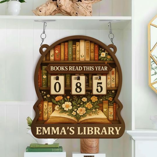 Discover Floral Books Read Tracker, Books Read This Year, Bookish Decor, Custom Name Bookshelf Counter, Gift for Book Lover, Birthday Reader Gift