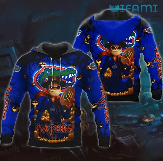 Gators Hoodie 3D Jack Skellington Halloween Pumpkin Football Florida Gators Gift