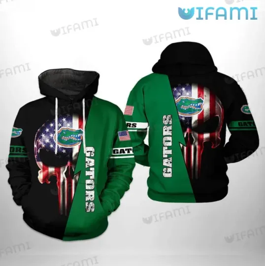 Florida Gators Hoodie 3D US Flag Punisher Skull Gators Gift Ver 1 Size S-5XL