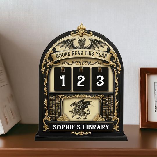 Discover Dragon Book Read Tracker, Personalized Reading Log, Vintage Books Count, Book Lover Gift