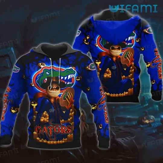 Gators Hoodie 3D Jack Skellington Halloween Pumpkin Football Florida Gators Gift