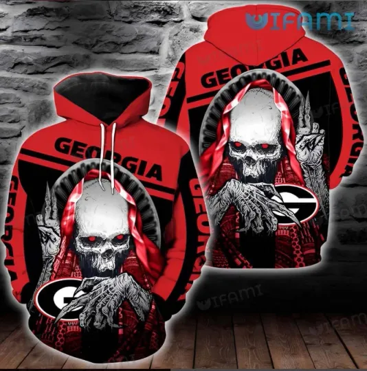 Discover GA bulldogs Hoodie 3D Skull Death Logo GA bulldogs Gift Size S-5XL