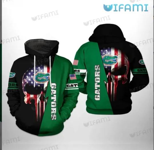 Florida Gators Hoodie 3D US Flag Punisher Skull Gators Gift Ver 1