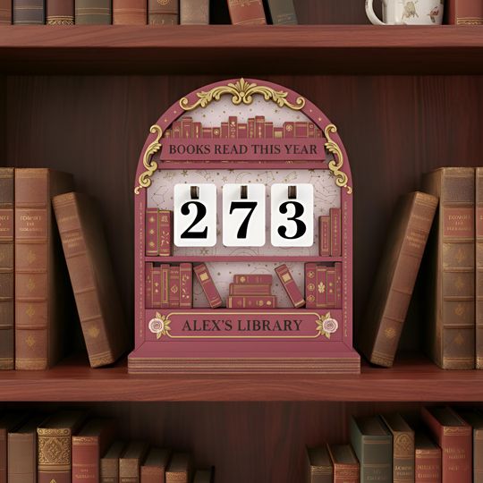 Discover Personalized Book Tracker Sign, Reading Counter, Books Read This Year Display, Elegant Bookshelf Decor, Gift for Book Lovers