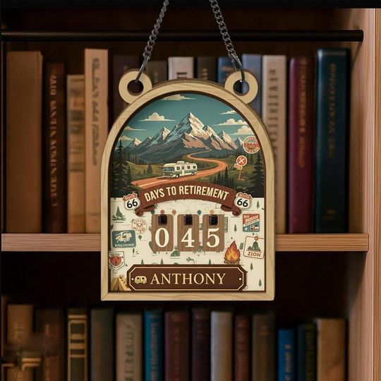 Personalized Retirement Countdown Sign, Custom Days to Retirement Tracker, Camping Road Trip Decor, Gift for Retiree, Anthony's Wood Sign