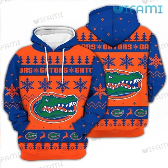Florida Gators Hoodie 3D Snowflake Pine Tree Reindeer Logo Gators Gift Size S-5X