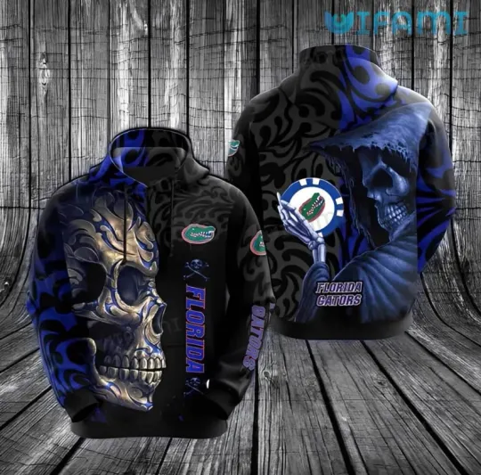 Gators Hoodie 3D Skeleton Holding Logo Florida Gators Gift Ver 1