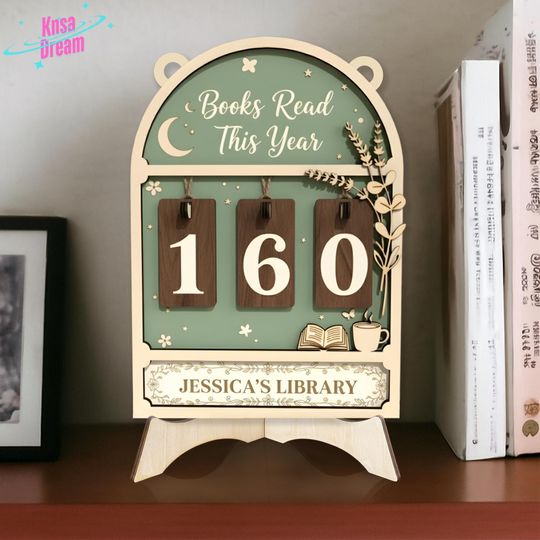 Cottagecore Books Read Display - Personalized Reading Habit Tracker, Cute Shelf Decor, Custom Library Sign, Unique Botanical Gift for Reader