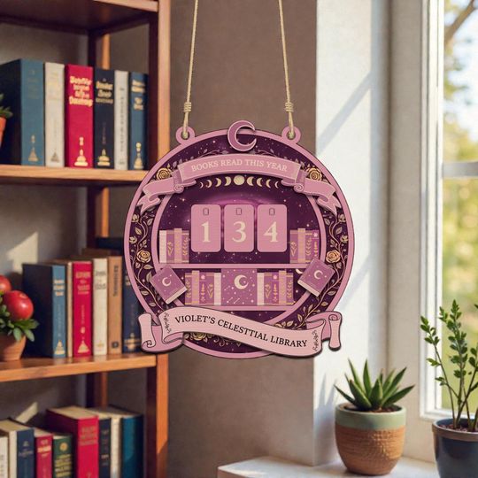 Discover Personalized Book Lover Gift, Vintage Reading Tracker Sign, Book Read Counter, Library Decor, Books Read This Year, Reading Lover Gift