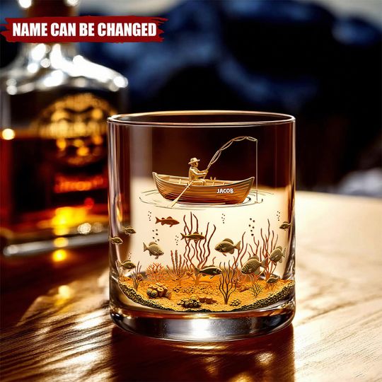 Discover Fishing Man - Personalized Whiskey Glass, Gifts For Fishing Lovers