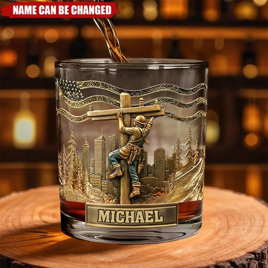 Discover Lineman Legacy Glass - Personalized Lineman Whiskey Glass