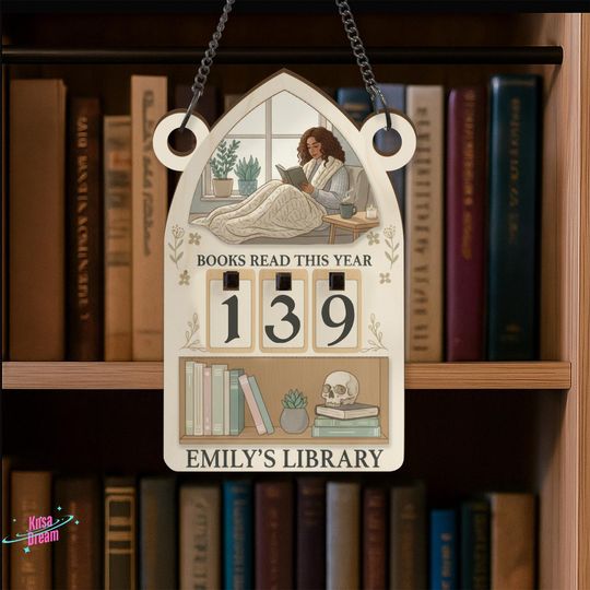 Discover Cottagecore Books Read Tracker Plaque, Personalized Boho Library Decor, Cozy Custom Book Counter Sign, Unique Gift for Reader and Book Nook