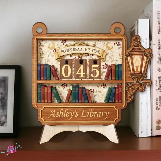 Discover Custom Bookworm Reading Tracker Sign, Bookshelf Counter Plaque, Library Decor for Book Nook, Personalized Reading Goal Gift