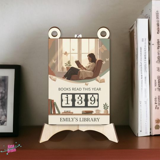 Discover Personalized Reading Tracker Plaque, Books Read This Year Flip Counter Sign, Custom Book Lover Gift, Library Decor, Aesthetic Reader Art
