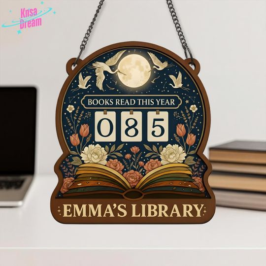 Discover Engraved Reading Progress Tracker, Wooden Flip Calendar, Personalized Books Read Meter, Library Desk Decor, Unique Gift Idea for Book Nook