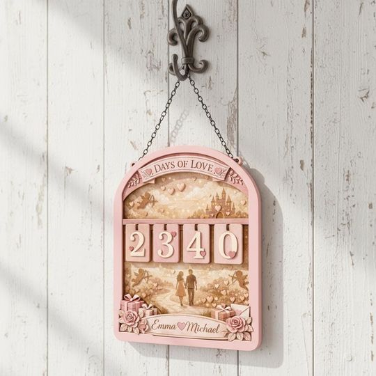 Discover Personalized Love Day Tracker Sign, Wooden Valentine Countdown with Numbers, Couple Wall Decor, Wedding Anniversary Gift