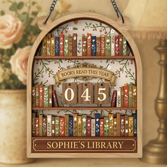 Discover Vintage Book Tracker Sign, Personalized Reading Tracker, Library Decor, Book Lover Gift, Books Read This Year Counter, Reading Lover Gift