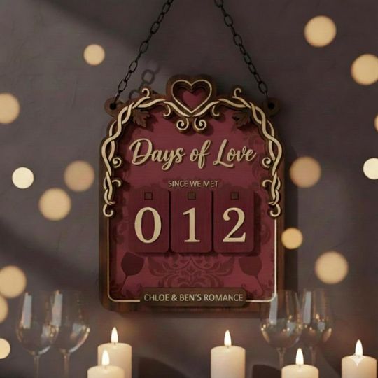 Discover Personalized Days of Love Tracker, Valentine Gift for Couples, Since We Met Wooden Counter, Romantic Home Decor