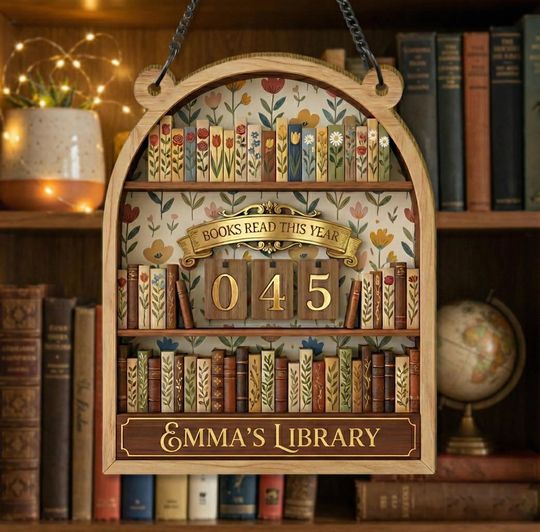 Discover Personalized Vintage Book Tracker, Books Read This Year Reading Counter Sign, Library Decor & Gift for Book Lovers