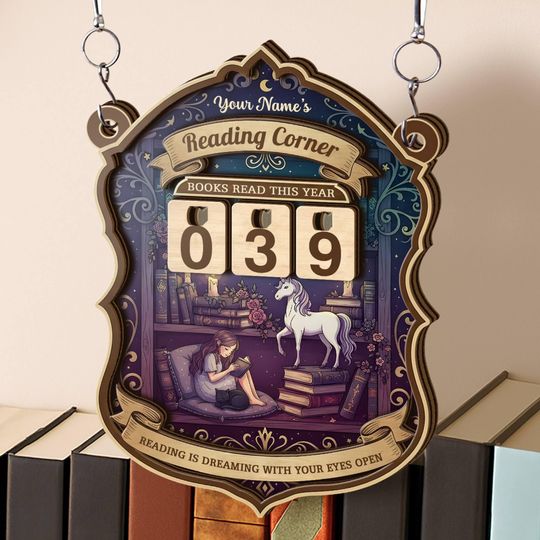 Discover Personalized Book Tracker Sign, Custom Reading Tracker, Library Decor, Book Lover Gifts, Books Read This Year Counter, Reading Lover Gift