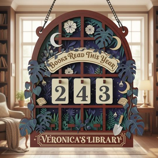 Discover Custom Plant Reading Tracker Sign, Books Read This Year Counter, Personalized Wooden Library Wall Decor for Readers