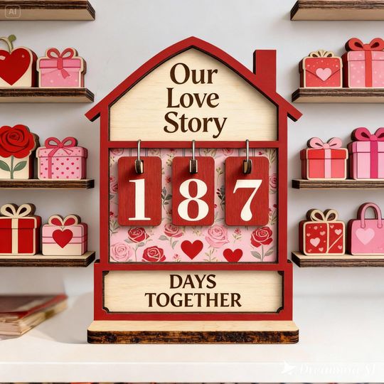 Discover Personalized Wooden Days Together Book Tracker Reading Counter Valentine Day Anniversary Love Sign