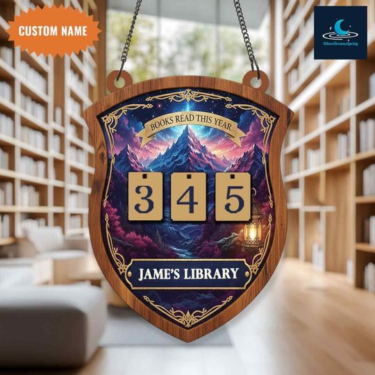 Discover Personalized Reading Counter, Wooden Book Tracker Sign, Books Read This Year Decor, Custom Library Gift for Book Lovers.