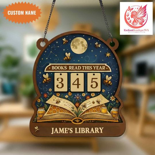 Discover Personalized Bee Book Tracker Sign, Library Reading Counter, Personalized Book Counter, Honeycomb Library Decor,  Honey Bee Decor