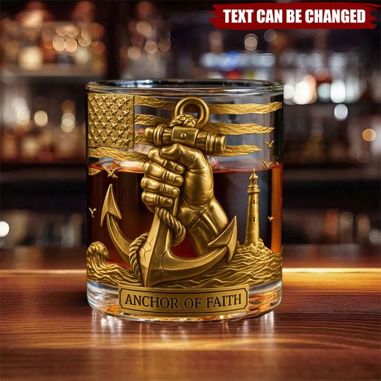 Discover Hand Hold An Anchor - Personalized Whisky Glass