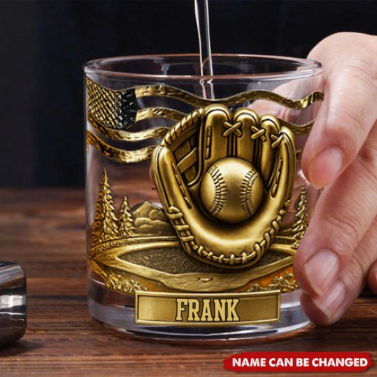 Discover Whiskey & Baseball - Personalized Baseball Whiskey Glass