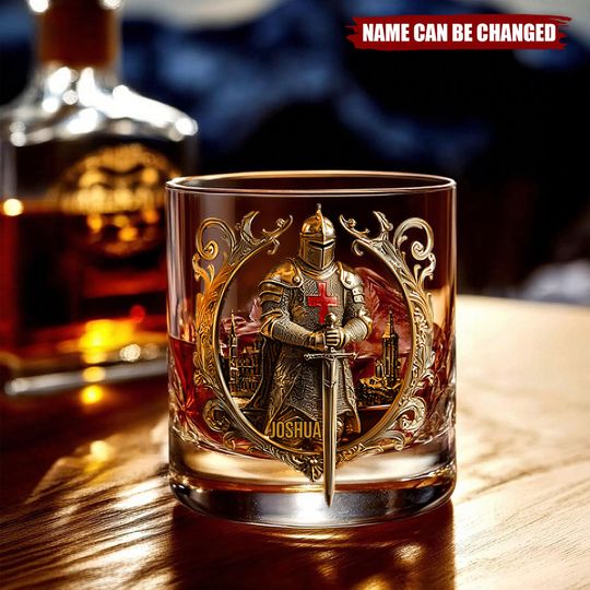 Discover Knight Of God - Personalized Christian Whiskey Glass