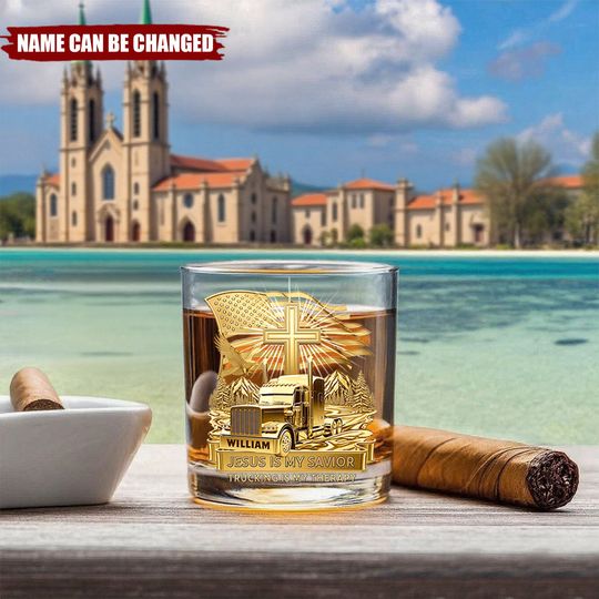 Discover Trucker's Faith Glass - Personalized Whiskey Glass